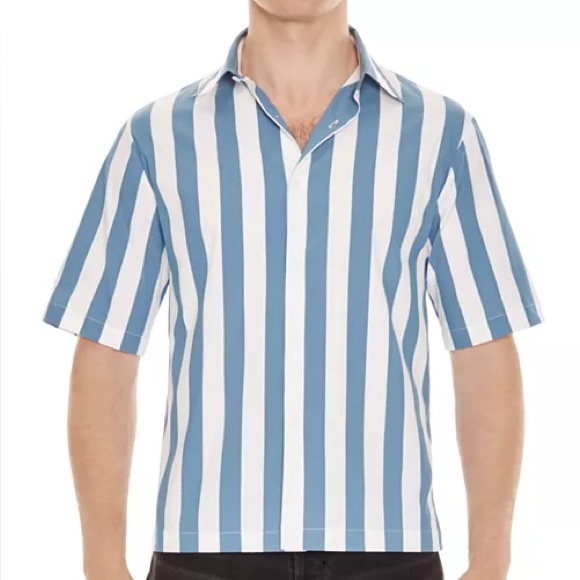 Sandro Paris Candy Stripe Classic Fit Shirt in Blue & White Stripe Men’s Medium - Picture 1 of 8